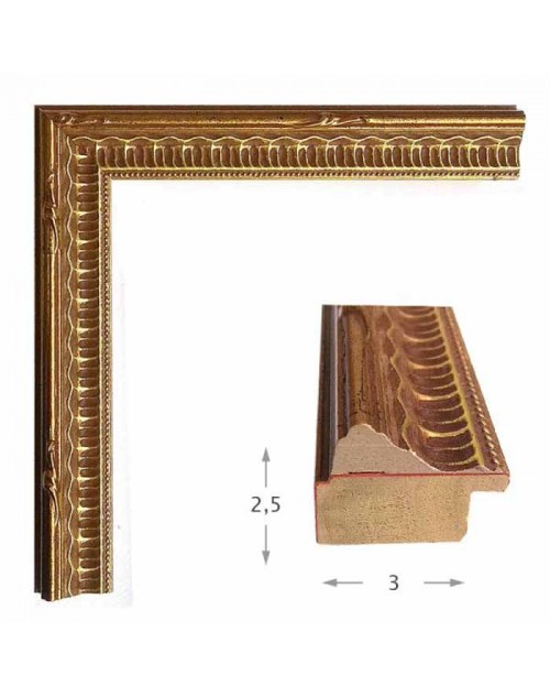 Κορνίζα ξύλινη 3 εκ. χρυσή σκαλιστή 624-01